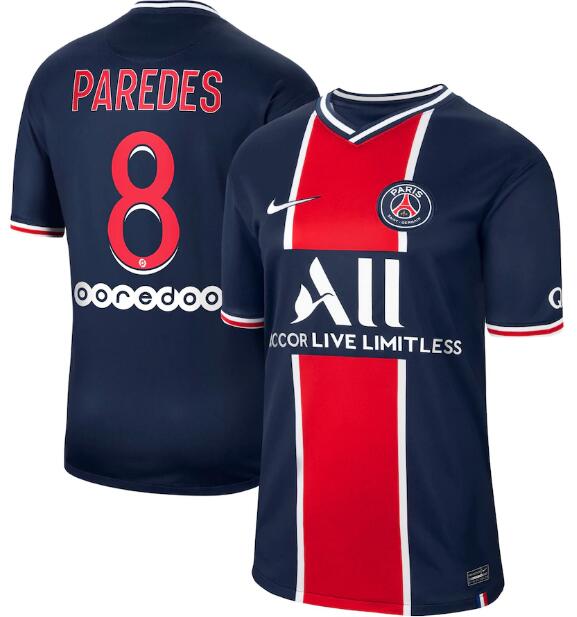 PSG Home Kit Soccer Jersey L.Paredes 8 2020/21